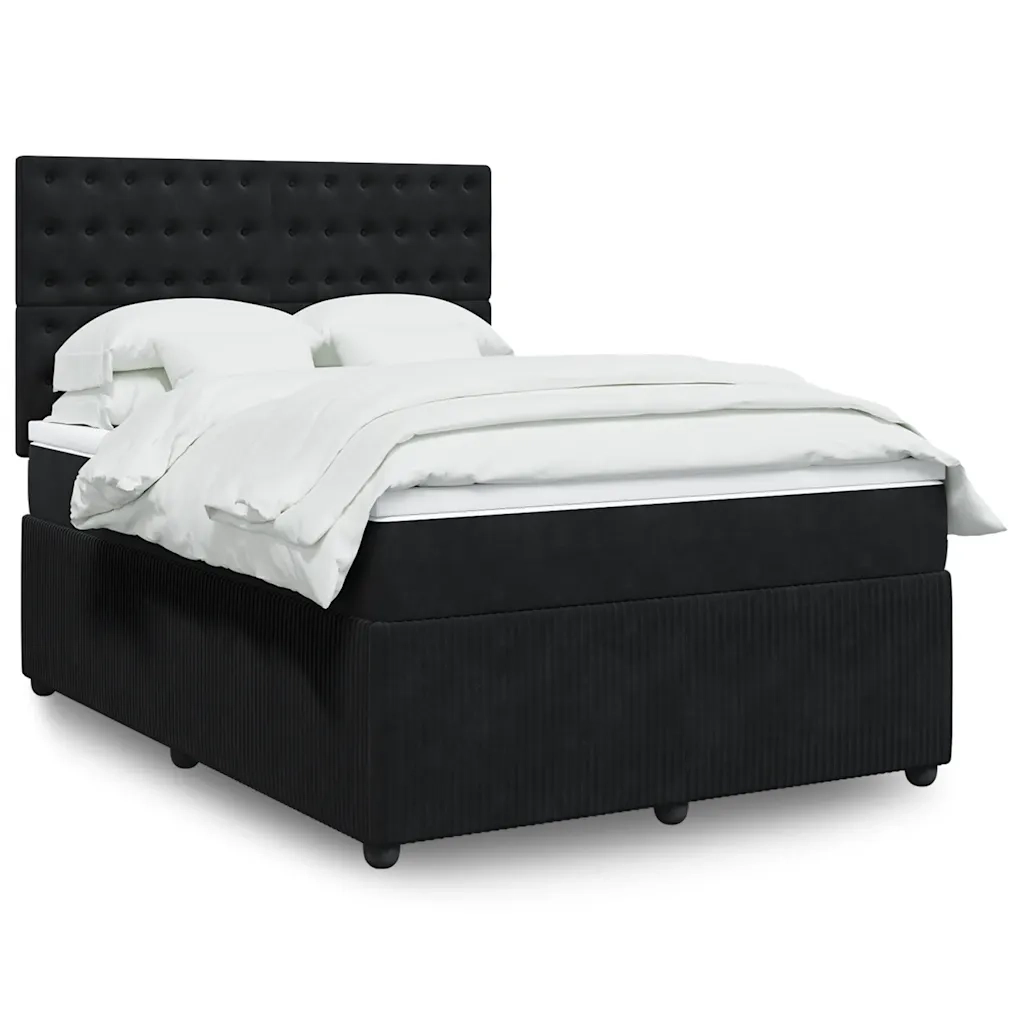 Giroletto a Molle con Materasso Nero 140x190 cm in Velluto