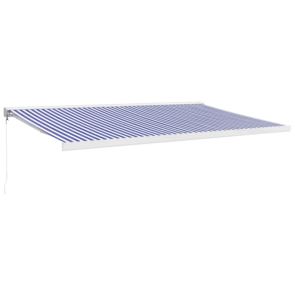 Tendada Sole Retrattile Blu e Bianca 5x3 m Tessuto e Alluminiocod mxl 69601