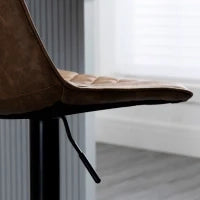 Set 2 Sgabelli da Bar con Altezza Regolabile e Girevoli, Rivestimento in Finta Pelle, Marrone Scuro