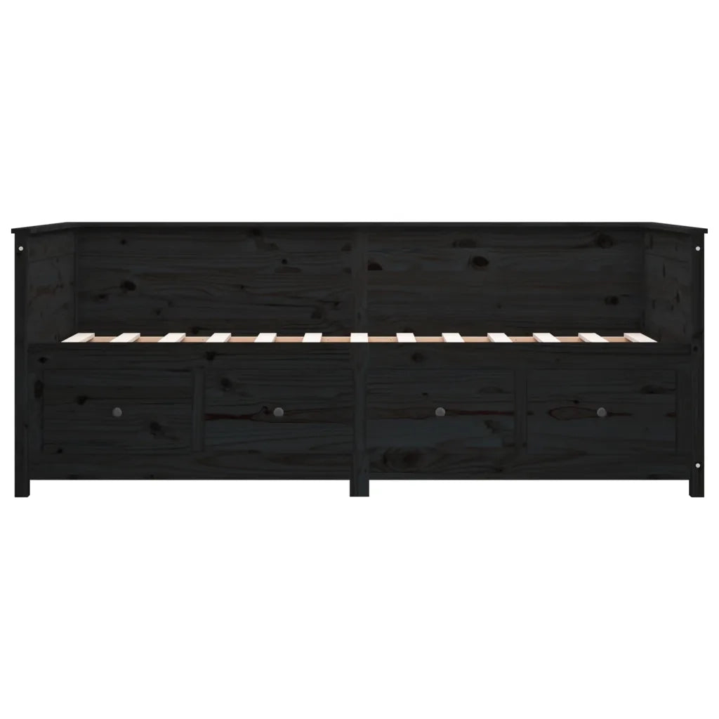 Letto singolo | Letto per adulti | Dormeuse Nera 75x190 cm in Legno Massello di Pino