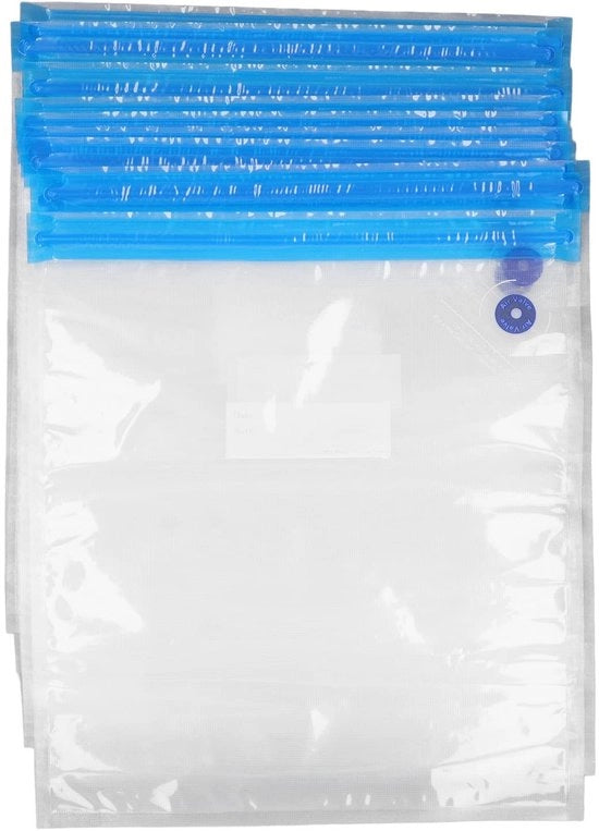 Tas di stoccaggio per 10 pezzi - impermeabile e idrorepellente - sacchetti di stoccaggio in vuoto - pompa manuale - clip di chiusura - 34 x 30 cm - contenitore di stoccaggio