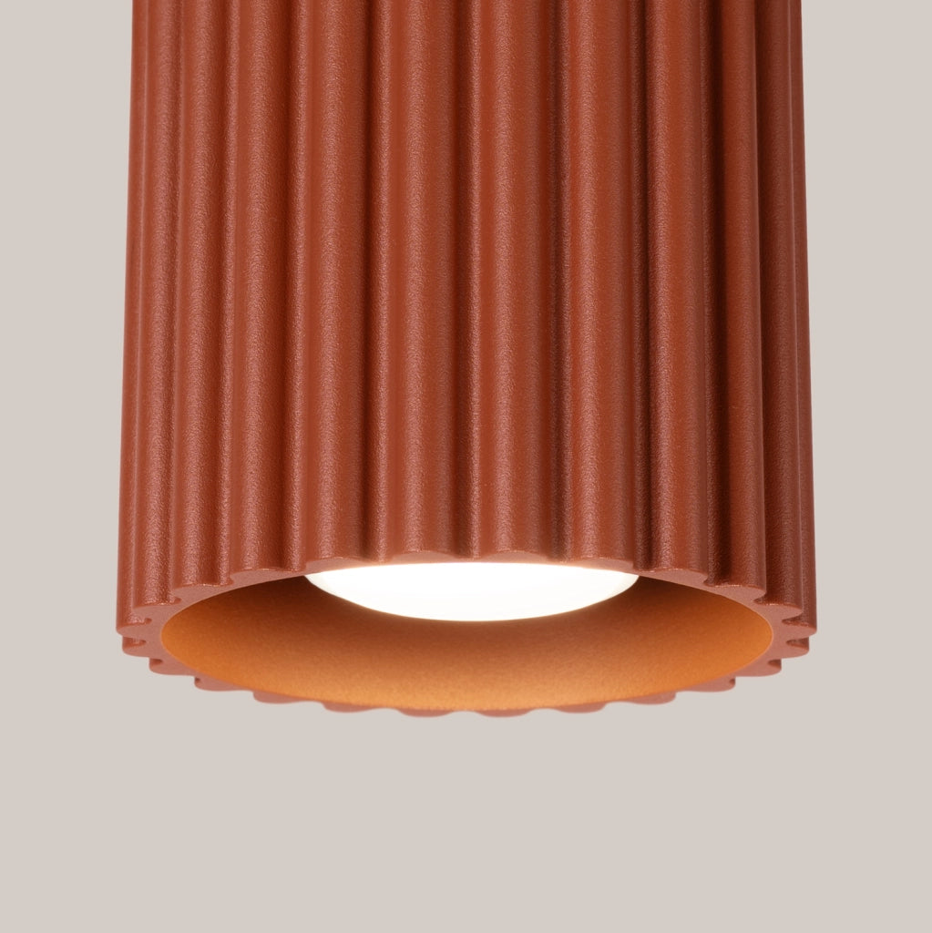 Spot soffitto VISTAO rigato tondo ocra rossa GU10 10cm
