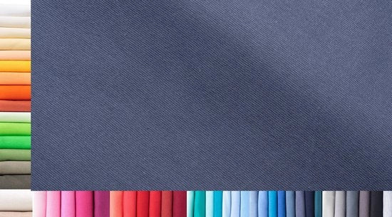 Tessuto XXL per metro | Doppio: 75 cm largo | Singolo: 150 cm largo | Colore: 42 Grigioblu | 0,75 m lungo | 96% cotone, 4% elastan | Jersey | 1buy3 | Prezzo base per metro quadrato: € 11,10