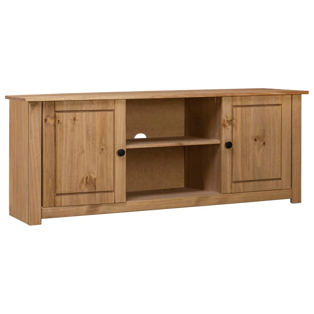 Mobile TV multimediale mensola per TV credenza per TV sala da pranzo soggiorno camera da letto 120 x 40 x 50 cm legno di pino massiccio gamma Panama marrone 02_0025872