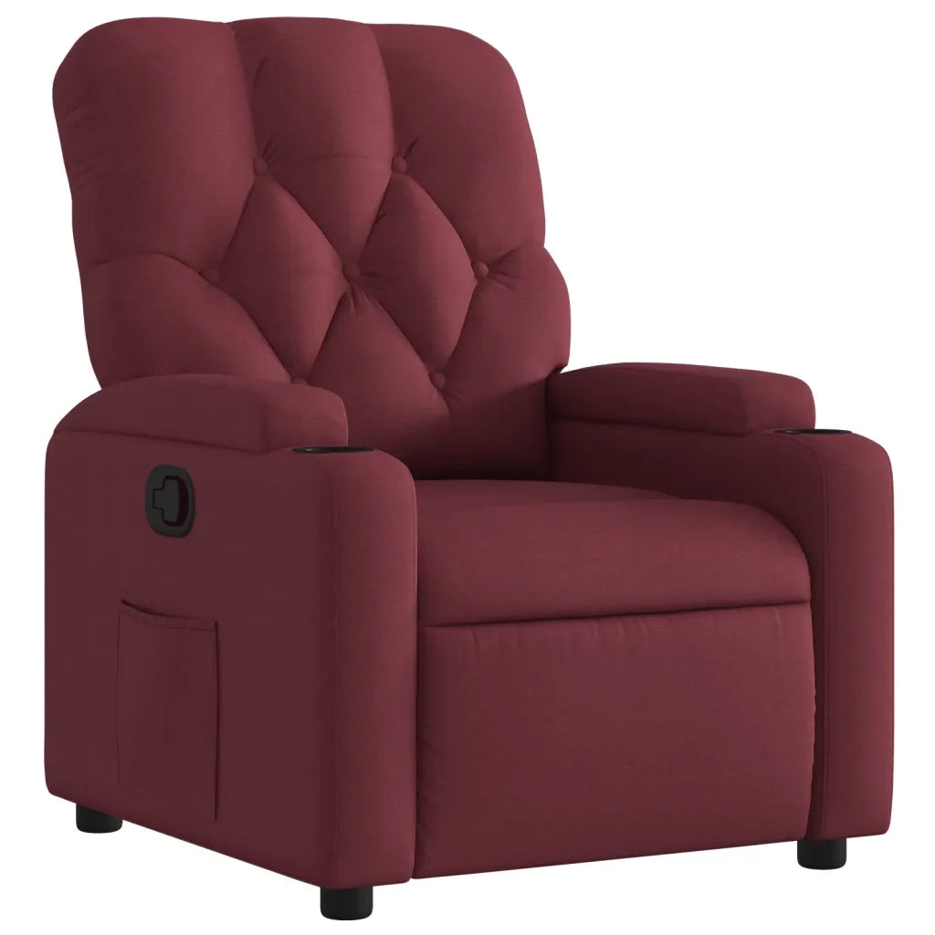 Poltrona | Sedia Relax Reclinabile in Tessuto Rosso Vino
