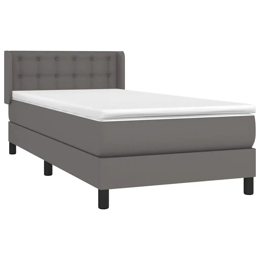 Giroletto a Molle con Materasso-Struttura Letto Grgio 80x200 cm in Similpelle 224997