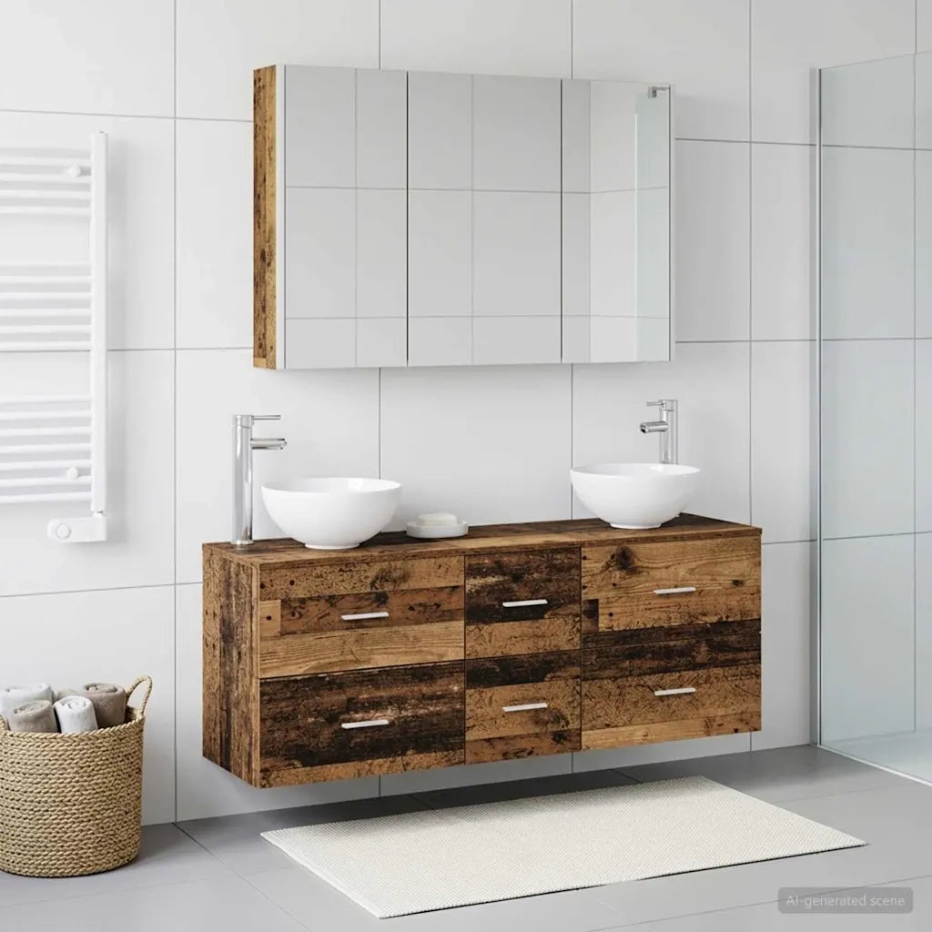 Set di mobili per il bagno 4 pcs Legno antico 3406709