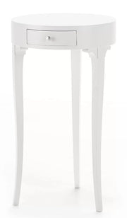 Tavolino rotondo classico bianco legno opaco 41x41x71