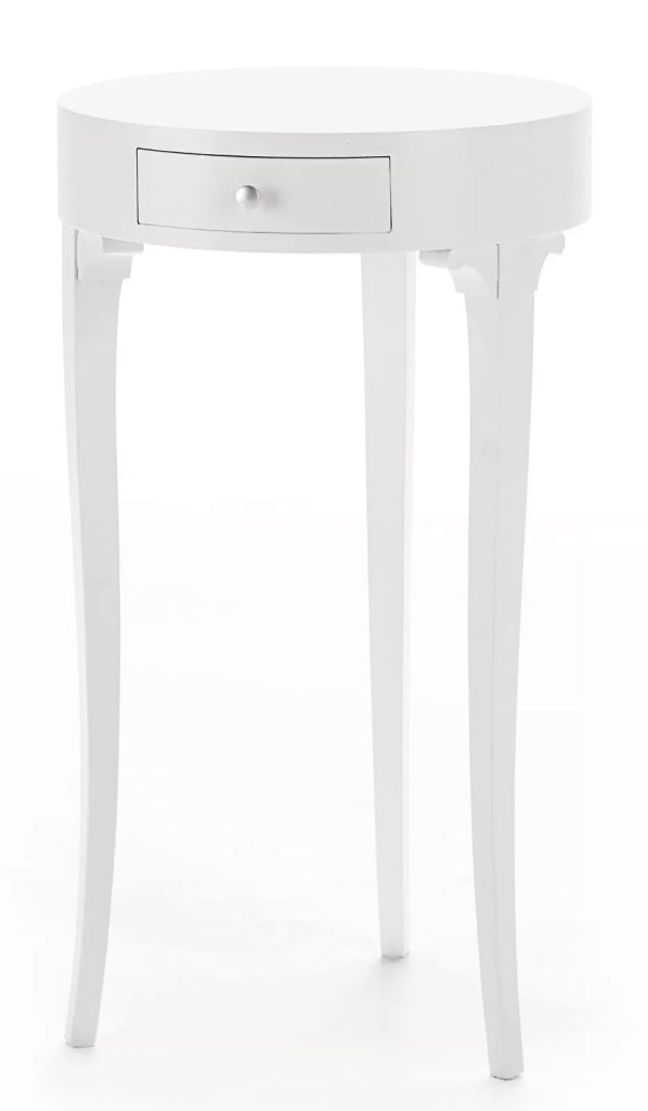 Tavolino rotondo classico bianco legno opaco 41x41x71