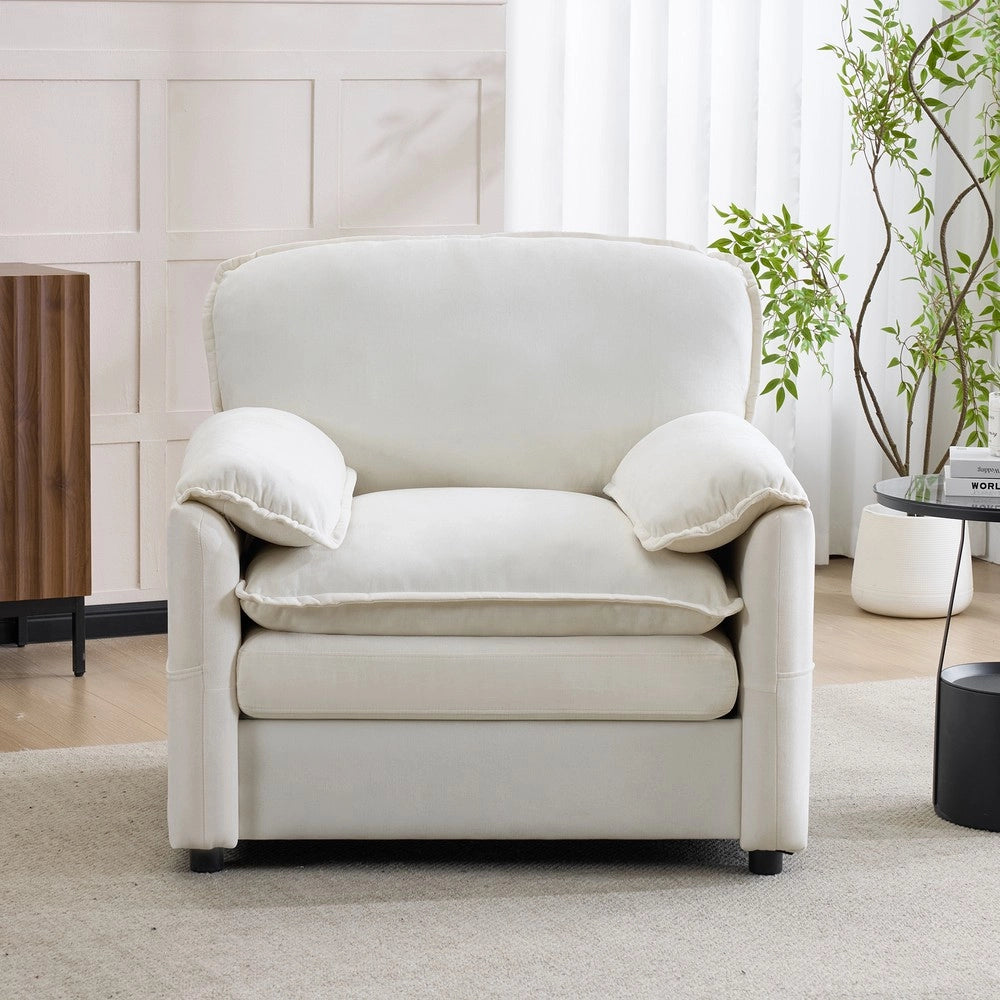 Poltrona Singola Retr¨° con Tasche Laterali ¨C Xylo ¨C Bianco, Soggiorno/Balcone