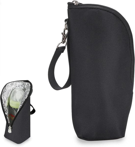 Borsa termica per flessini per bambini - Isolante per flessini per passeggiate in carrozzina - Borsa termica per flessini - Portatile - Nero - Ideale per viaggi in carrozzina