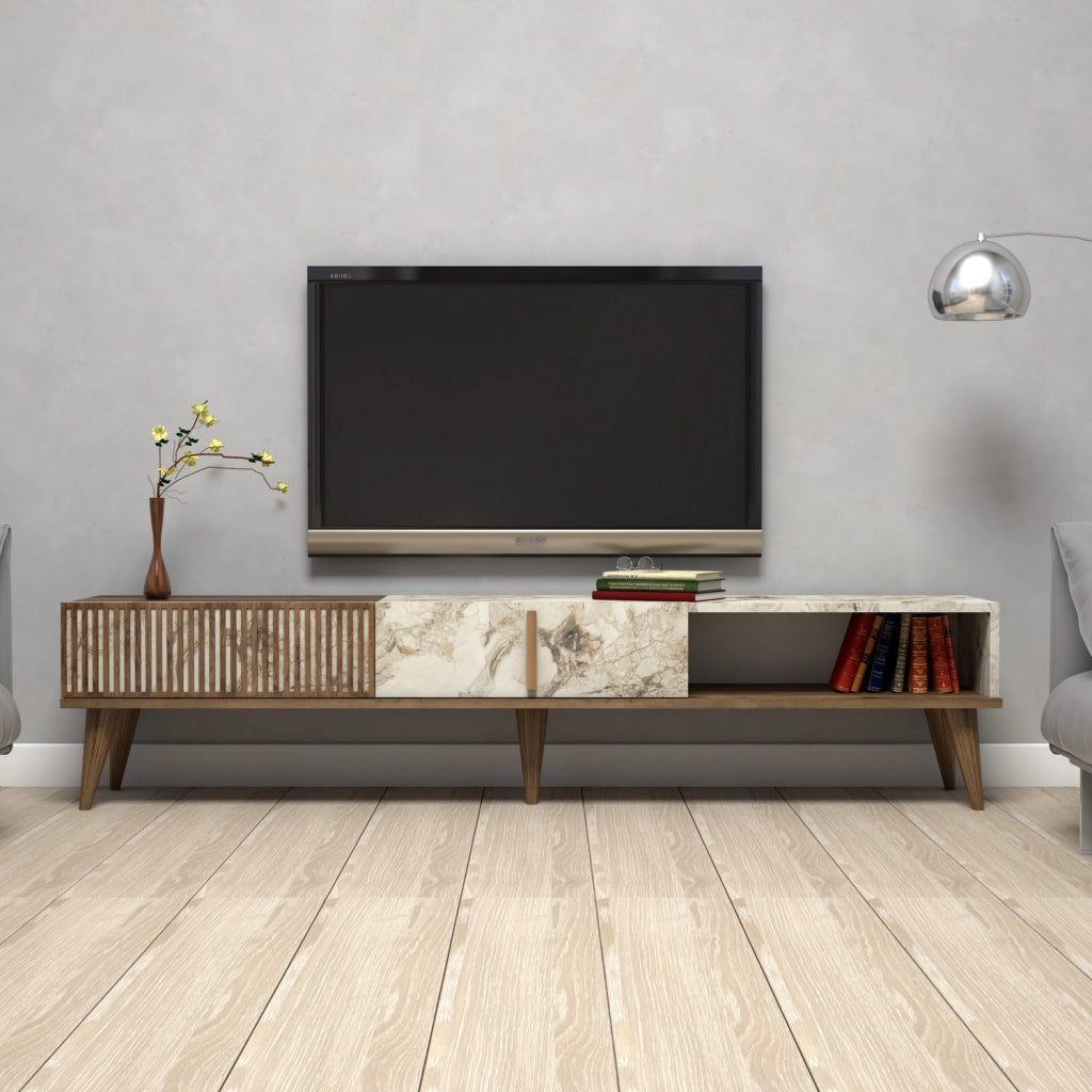 Porta TV in legno "Milan" - 180 x 35 x 40 cm - NoceBianco