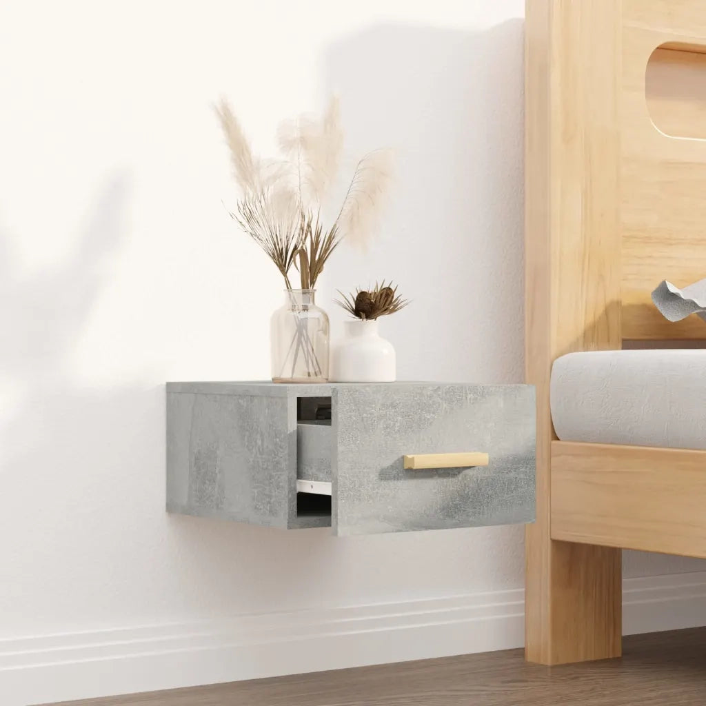 Comodino | Armadio da Notte | Mobiletto da notte a Muro Grigio Cemento 35x35x20 cm