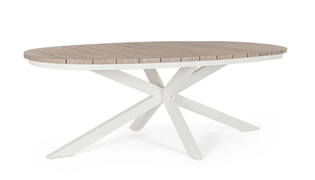 Tavolo Ovale da Giardino 218x115x75h cm in Alluminio e Polywood Zelmar Timber e Vapor