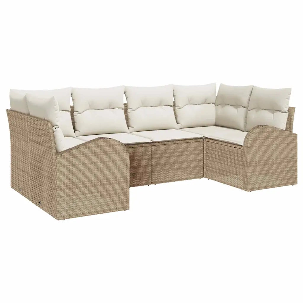Set Divano da Giardino 6 pcs Beige Rattan in Polipropilene