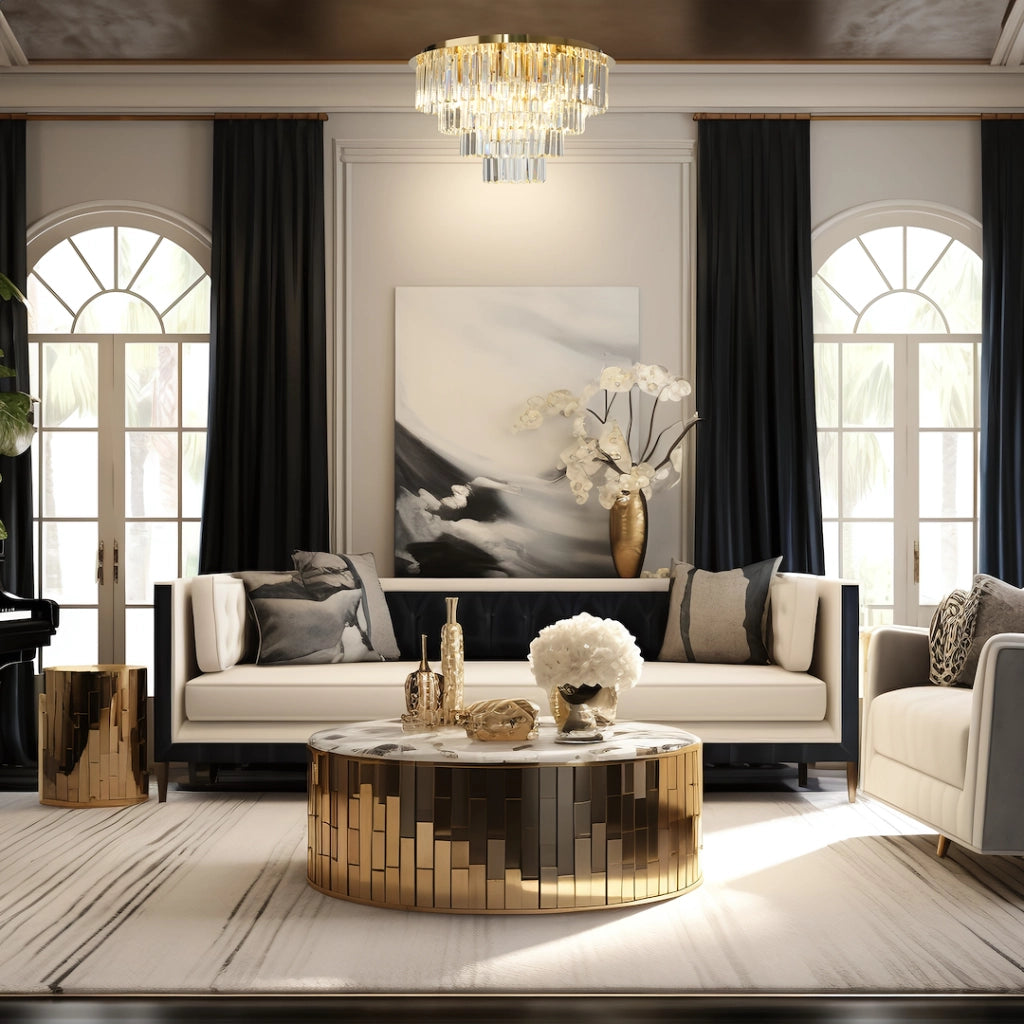 Plafoniera cristallo glamour oro tonda Ø60 9xE14 Milagro
