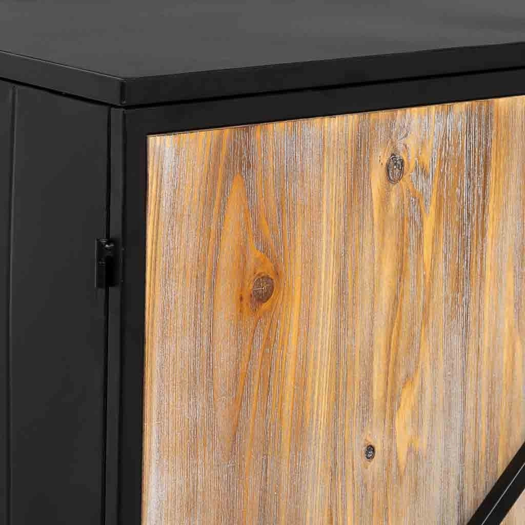Credenza in metallo e legno 2 ante, nero 75x35x81h cm