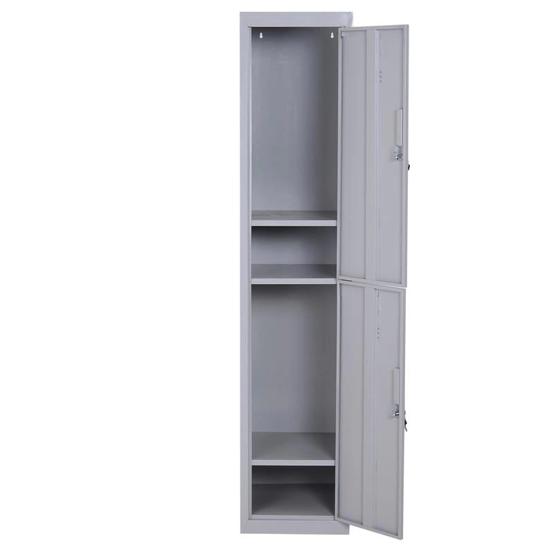 ARMADIETTO GUARDAROBA IN ACCIAIO 4 RIPIANI 2 PORTE CON CHIUSURA DI SICUREZZA GRIGIO 38X46X180CM
