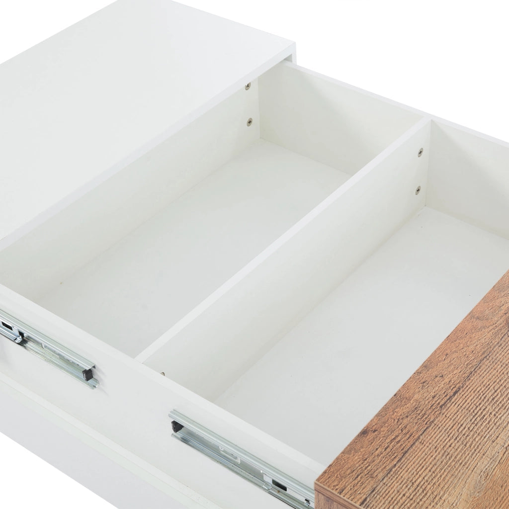 TAVOLINO da caffè quadrato 70x70x39 cm bianco lucido con piano estraibile