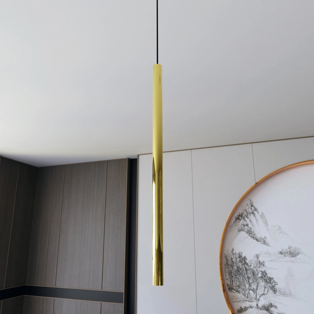 Sospensione Contemporanea In Acciaio 1 Luce Shu Nero E Oro