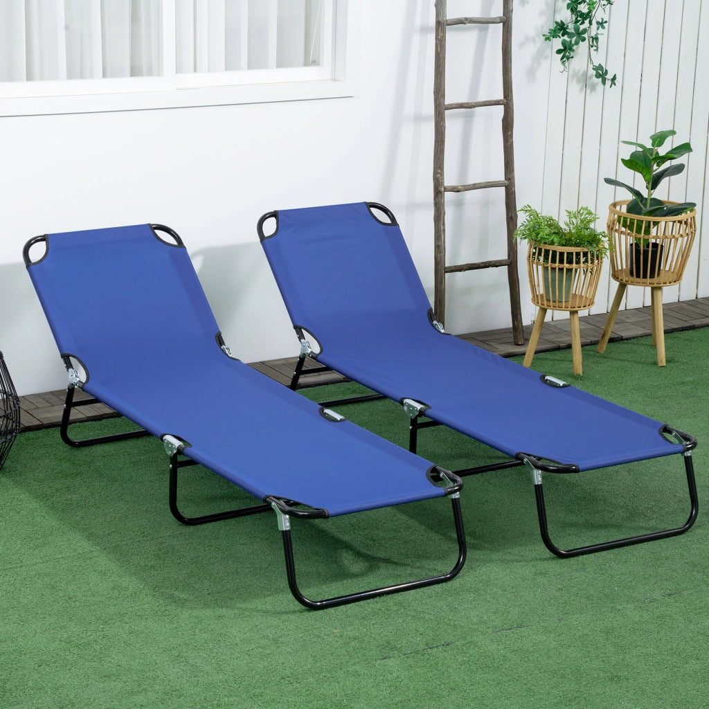 Set di 2 lettine da giardino pieghevoli con schienale regolabile in altezza in 5 direzioni fino a 120 kg caricabili