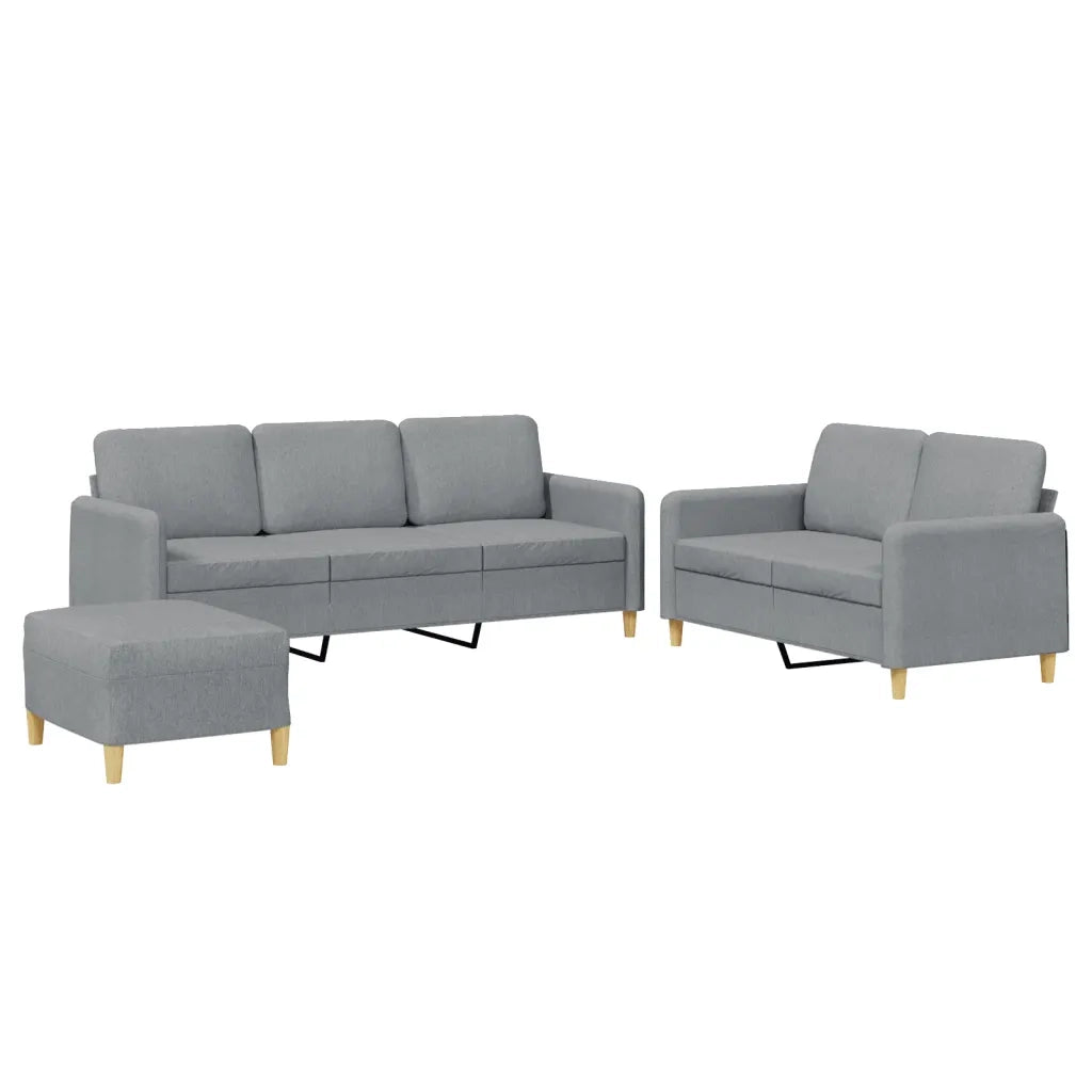 Set di Divani 3 pz con Cuscini Grigio Chiaro in Tessutocod mxl 83277