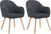 Set di 2 Sedie Sala da Pranzo, Sedie Cucina, Poltroncina, Sedia Imbottita per Camera da letto Ufficio, Salotto, Seduta in Velluto a Coste, Gambe in Legno Massiccio, Grigio Scuro, EZS26dgr-2
