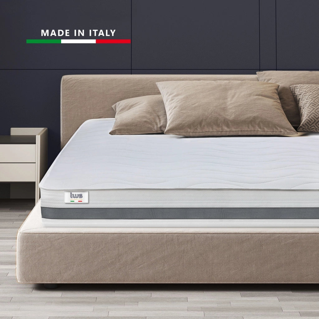 Materasso Una Piazza e Mezza 120x190 in Waterfoam Ipoallergenico, 20 cm ESSENTIAL | Imbottitura in Ovatta e Rivestimento in Tessuto 3D Traspirante, Antiacaro e Antifungino | Made in Italy