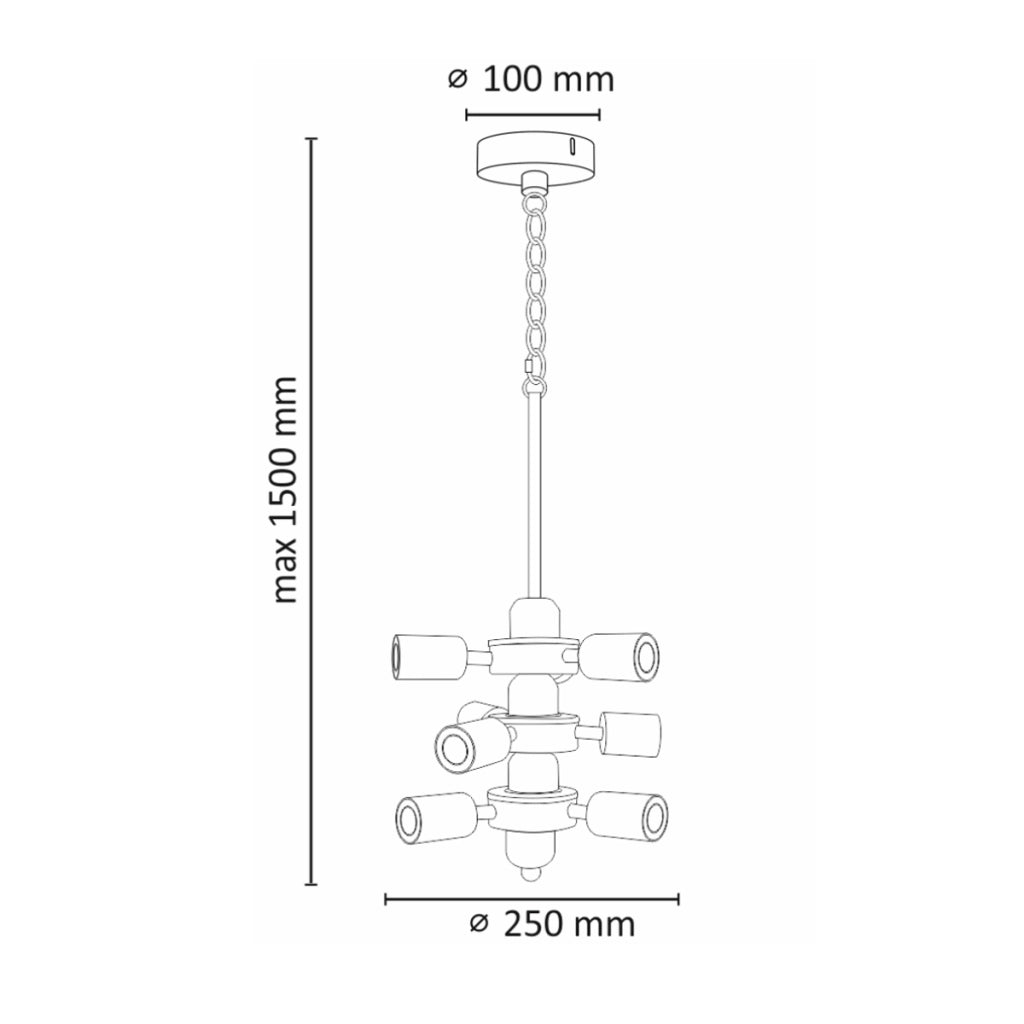 Lampadario Polux Orebro nero metallo 9xE27 Ø25cm IP20