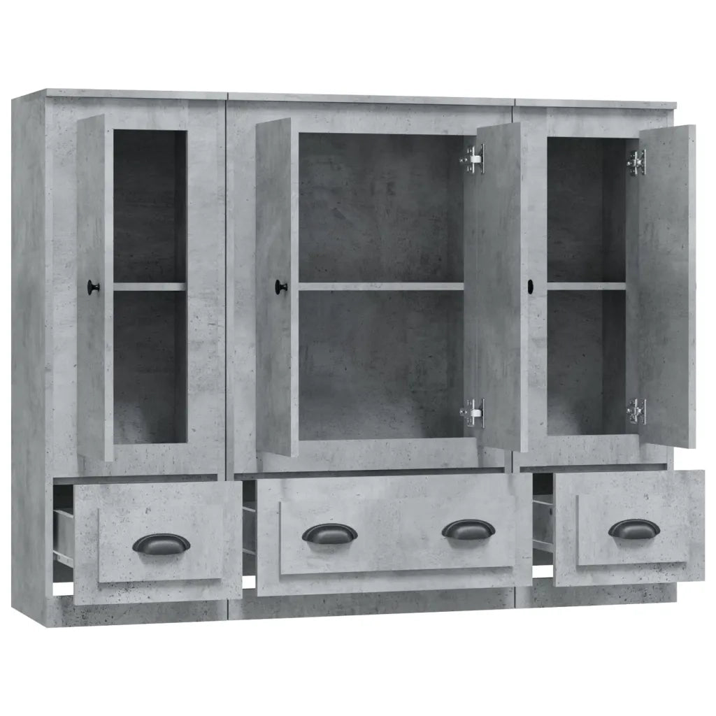 Credenze 3 pz Grigio Cemento in Legno Multistrato 3185299