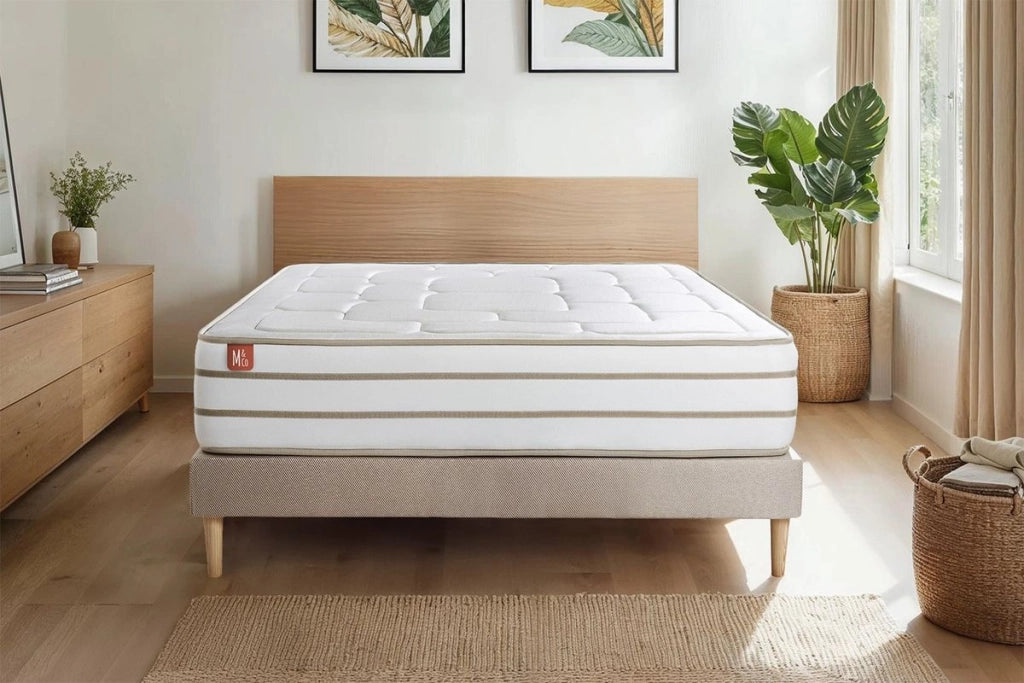 Pacchetto letto completo - Materasso 160x200cm + Box spring con doghe (kit) + 2 cuscini + Piumino - Le Douillet