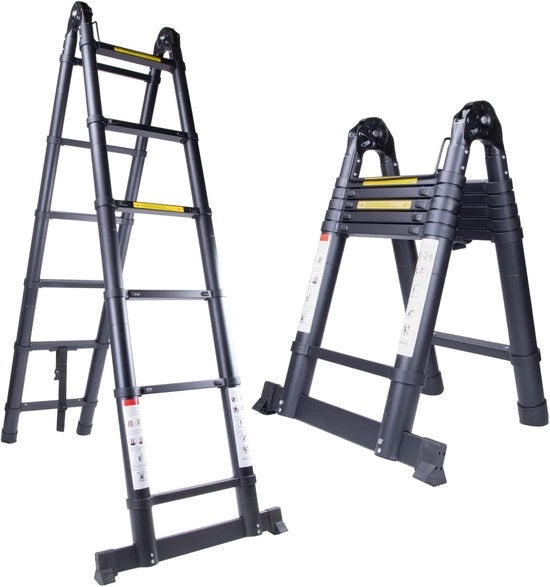 Scala Telescopica - Scala Telescopica a Volo - Altezza di Lavoro - Alluminio - Adatto per Uso Privato e Professionale - Scala Telescopica a Volo - Massima Carico 150 kg