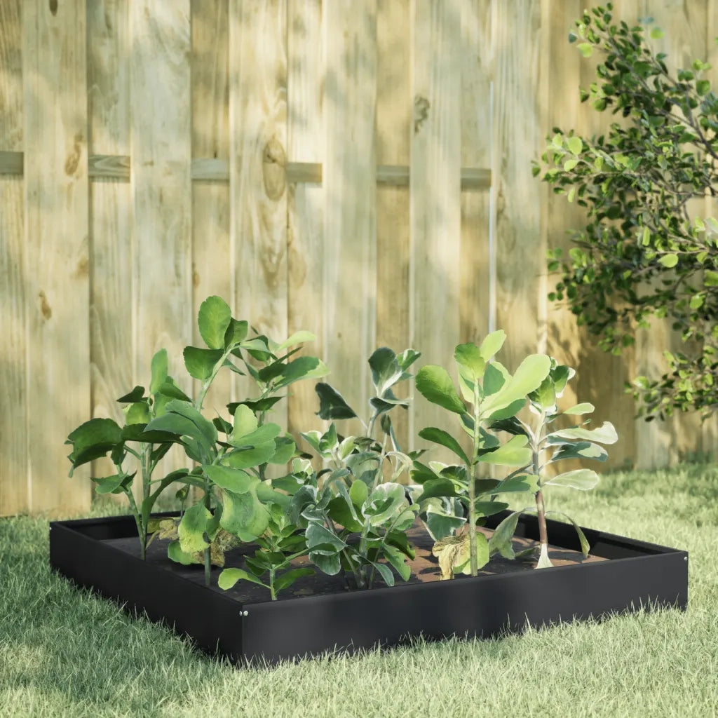 Fioriera Rialzata da Giardino-Vaso da Esterno-Fioriera Elevata Nera 100x100x26 cm in Acciaio