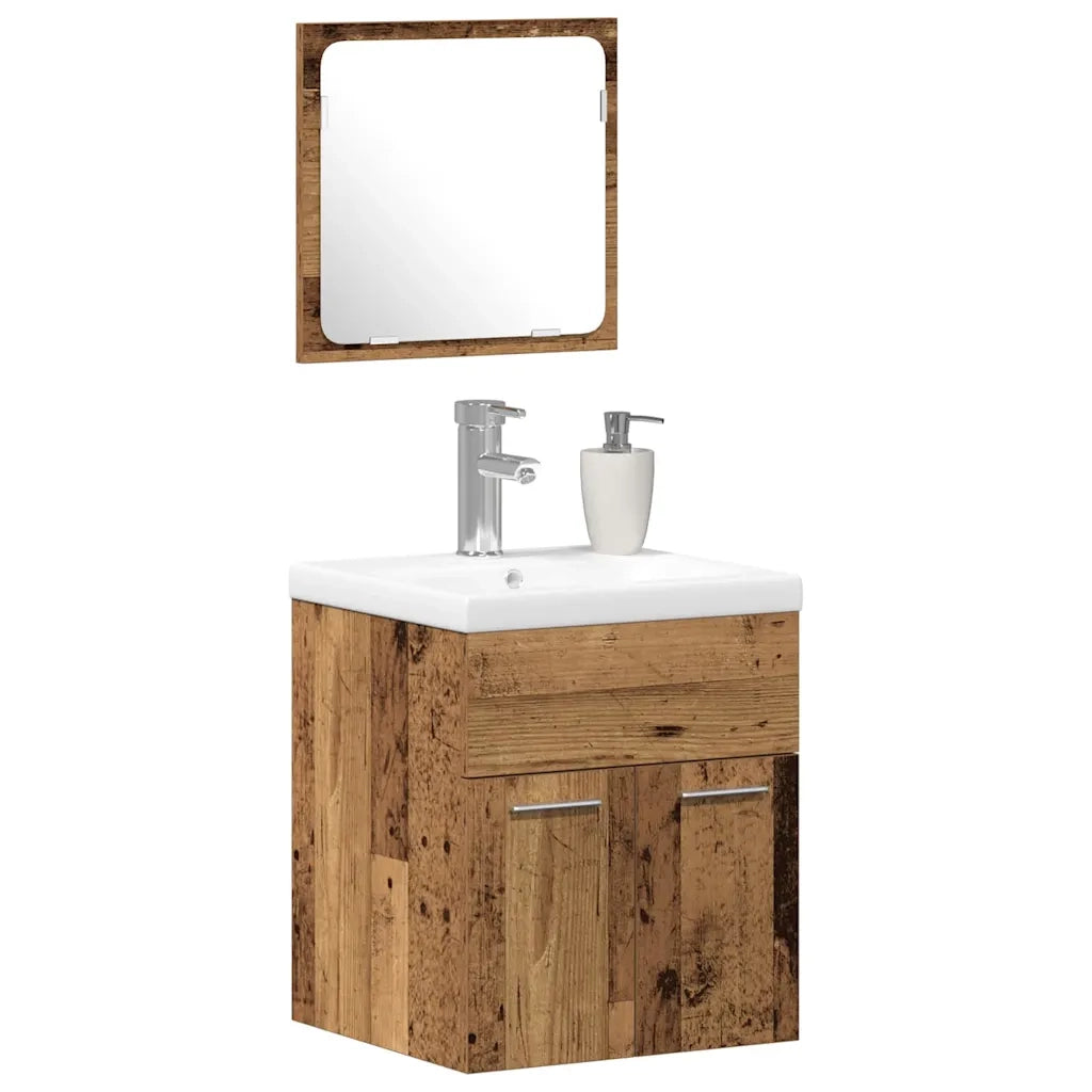 Set di mobili per il bagno con porta 3 pcs Legno vecchio 3332541