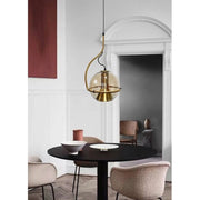 Trade Shop - Lampadario Sfera Vetro Pendente Globo E27 Lampada Orientabile Sospensione Lp-87 - Oro