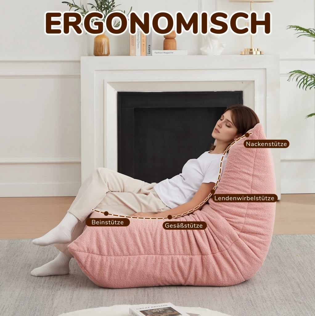Poltrona lounge modulare rosa in ciniglia con schiuma elastica