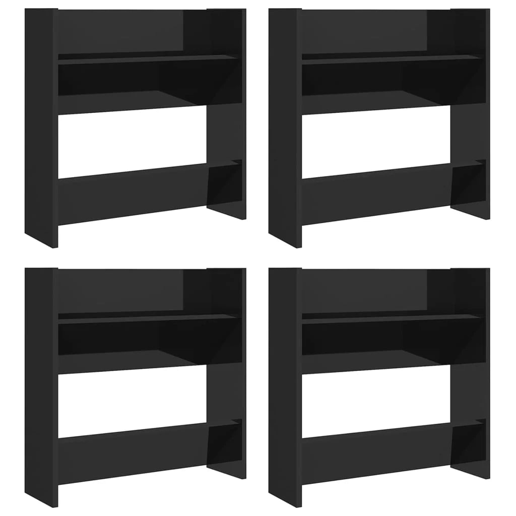 Scarpiere mobiletto portascarpe mobile per ingresso corridoio soggiorno da parete set da 4 lucido 60 x 18 x 60 cm nero 02_0022156