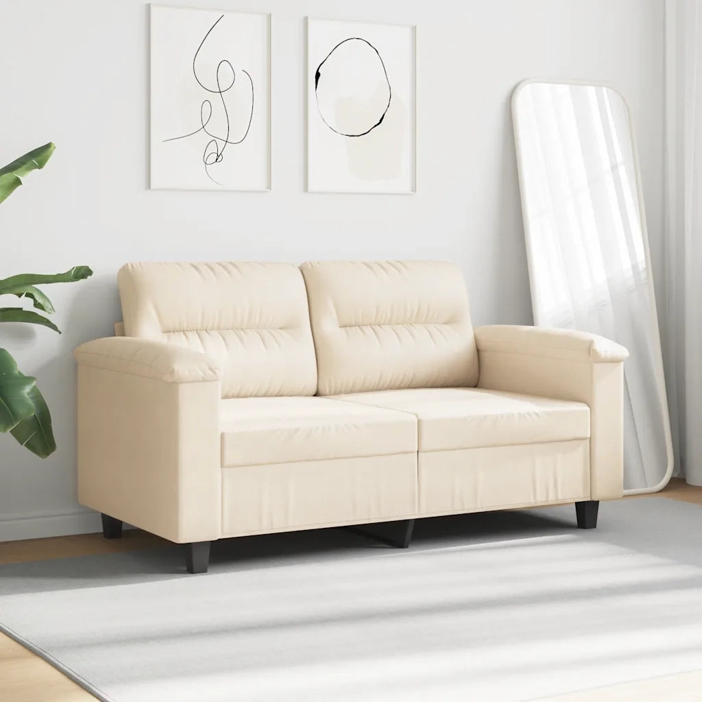 Divano a 2 Posti-Sofa 2 Posti Beige 120 cm in Tessuto Microfibra