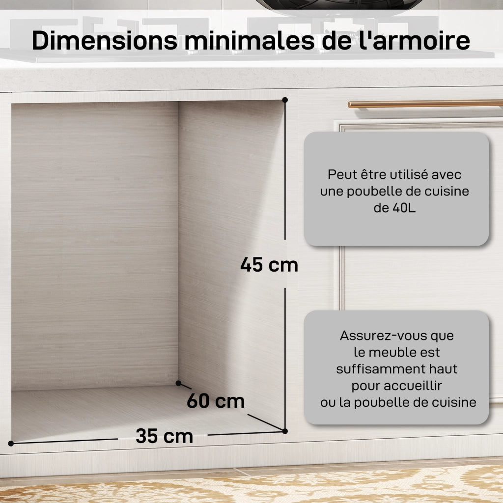 Cestino per rifiuti da cucina ¨C Zephmum ¨C Grigio 52x33.5x41cm