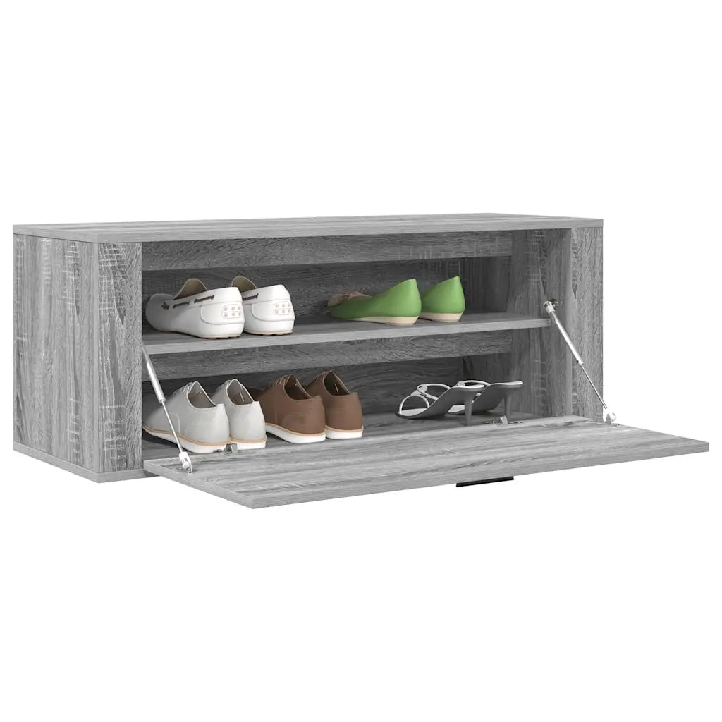 Scarpiera a Muro Grigio Sonoma 100x35x38cm in Legno Multistrato 821026