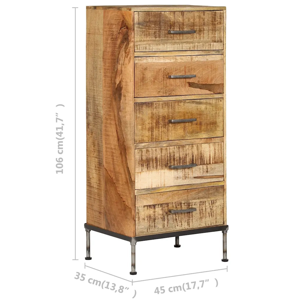 Cassettiera 45x35x106 cm in Legno Massello di Mango 247806