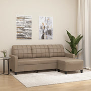 Divano a 3 Posti con Poggiapiedi-Sofa 3 Posti con Poggiapiedi Cappuccino 180cm in Similpelle 928160
