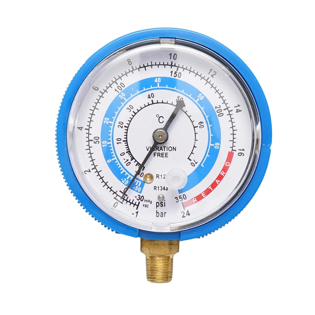 Manometro bassa pressione (blu) per aria condizionata, freon 70mm 1/8 Breckner Germany