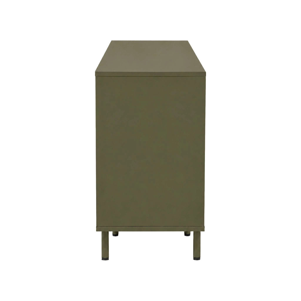 Cassettiera decorativa in legno e metallo 3 cassetti, verde kaki