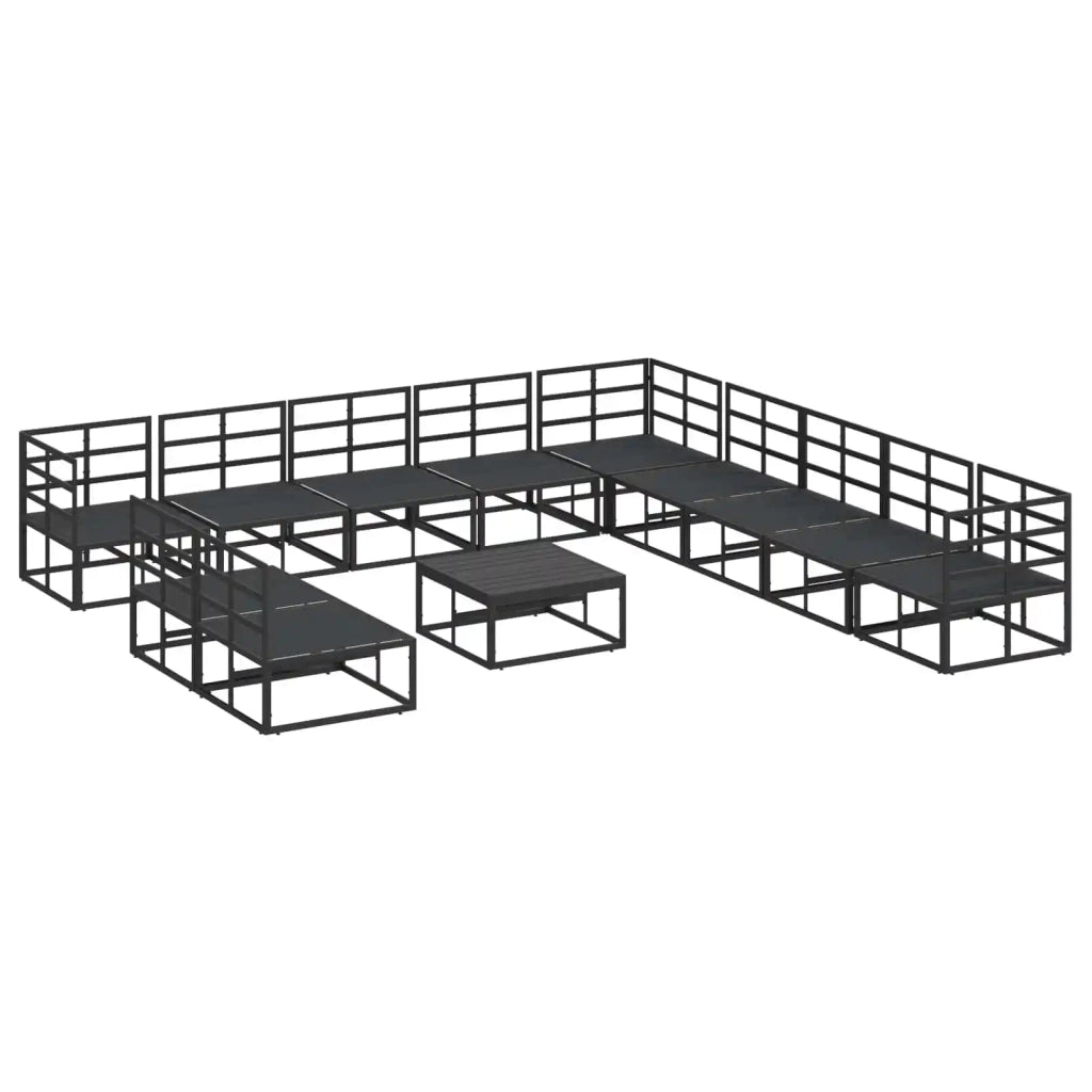 Set Divano da Giardino con cuscino 12 pcs Nero Alluminio 3378881