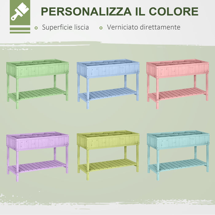 Orto Urbano Pensile in Legno con 8 Griglie e Ripiano Inferiore 120x60x81 cm