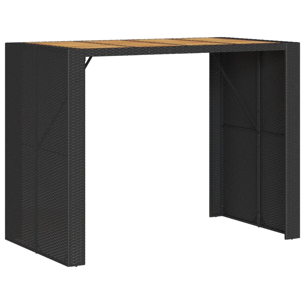 Tavolo Giardino Piano Legno Acacia Nero 145x80x110cm Polyrattancod mxl 117323