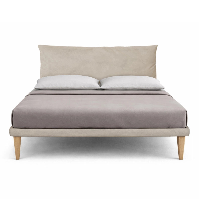 Letto imbottito Letto Matrimoniale alla Francese 140x190 cm Soft - Con rete,Microfibra,Sabbia