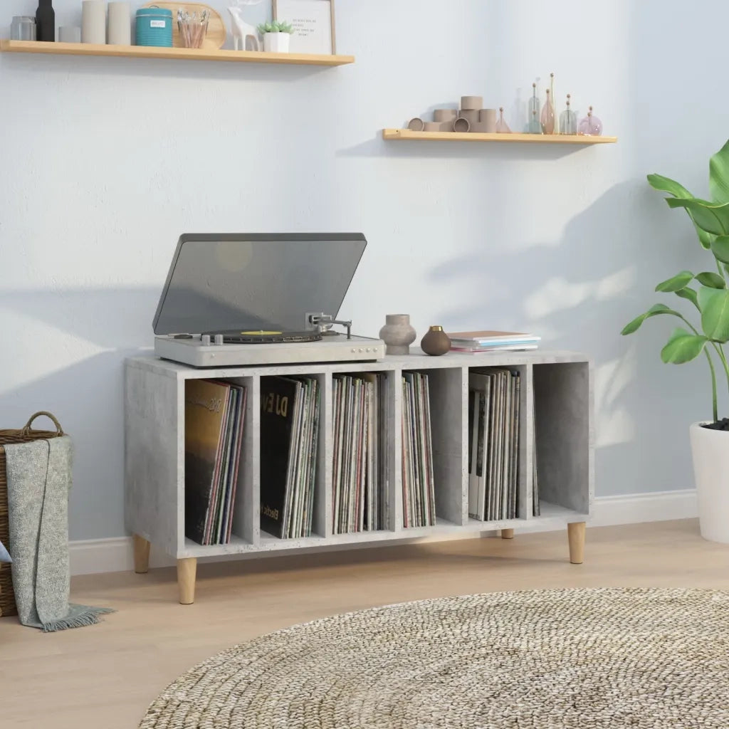 Mobile Porta Dischi Grigio Cemento 100x38x48 Legno Multistrato 831977