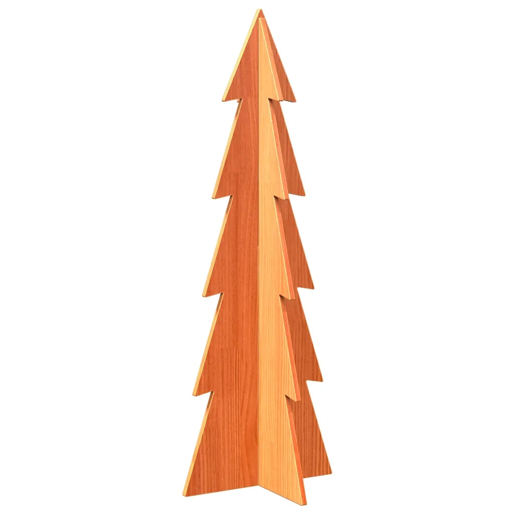 Albero di Natale Marrone Cera 112 cm in Legno Massello di Pino 858173
